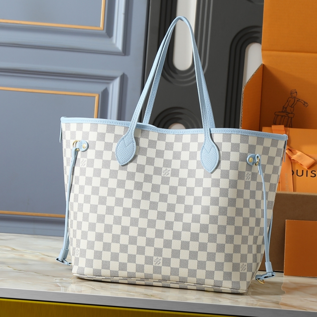 Louis Vuitton Neverfull Inside Out MM Damier Azur Tote Bag Bleu 31cm N40946 - Image 4