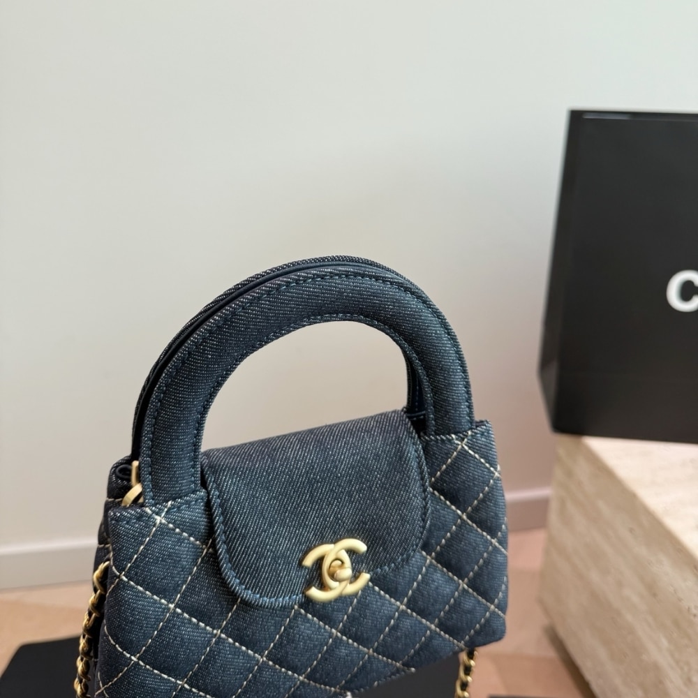 Chanel Kelly Small Denim Top Handle Bag Dark Blue 19cm - Image 5