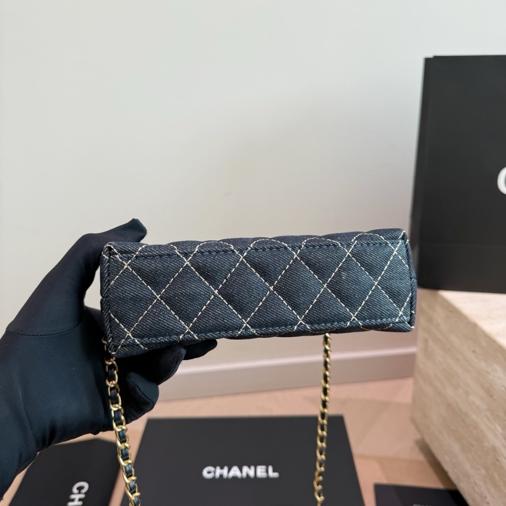 Chanel Kelly Small Denim Top Handle Bag Dark Blue 19cm - Image 6