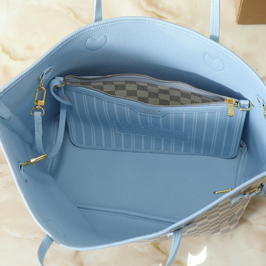 Louis Vuitton Neverfull Inside Out MM Damier Azur Tote Bag Bleu 31cm N40946 - Image 9