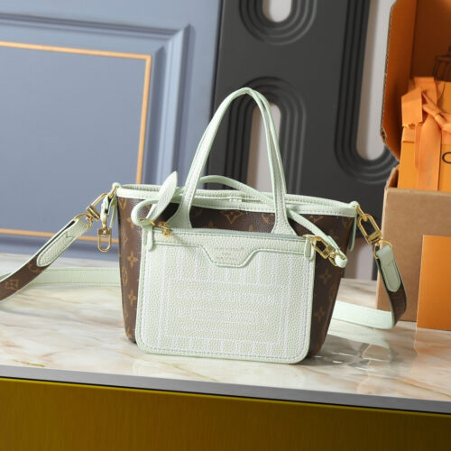 Alternative view of Louis Vuitton Neverfull Bandoulière Inside Out BB Monogram Handle Bag Celadon 24cm M28236
