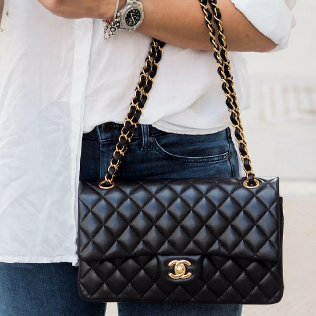 Chanel Classic 11.12 Medium Smooth Leather Flap Bag Black 25cm A01112 Y01295 94305 - Image 9
