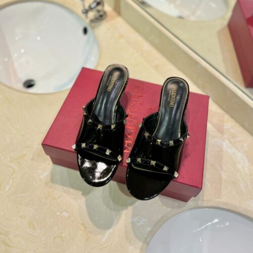 Alternative view of Valentino Rockstud Slide Sandal In Transparent Polymer With 50mm Plexi Wedge Black