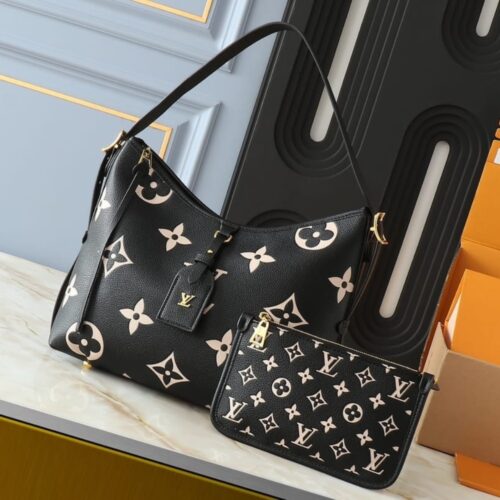 Alternative view of Louis Vuitton Carryall PM Monogram Empreinte Shoulder Bag Black And Beige 29Cm