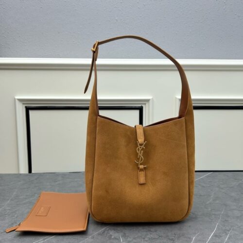 Alternative view of Saint Laurent Le 5 À 7 Supple Small In Suede Shoulder Bag Caramel Cognac 24Cm 8505331U80W2916