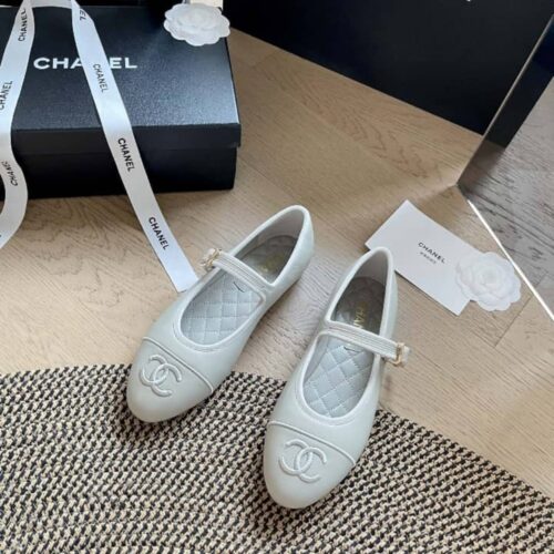 Alternative view of Chanel Mary Jane Flat Ballet Smooth Leather Pure Light Blue
