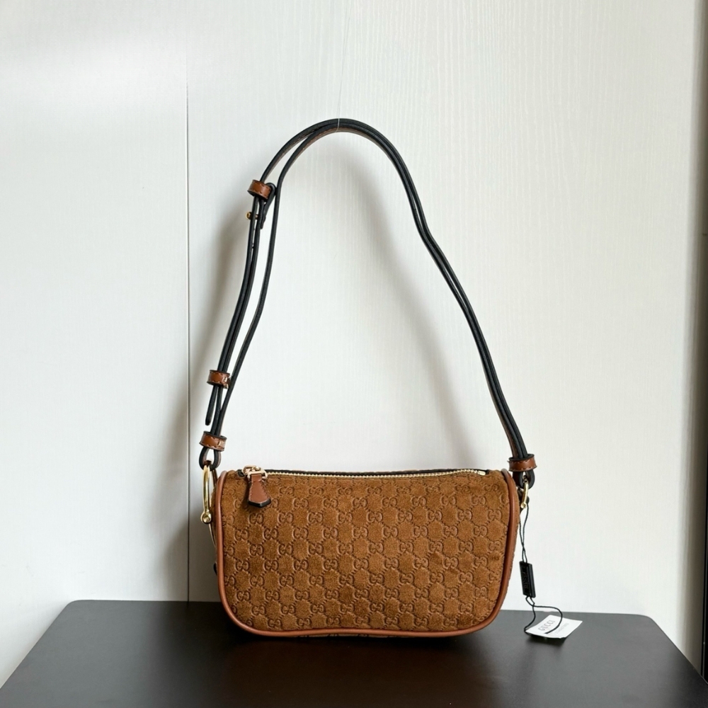 Gucci Half Horsebit Mini Bag Brown GG Suede 19Cm 860784 AAEE7 2118 - Image 2