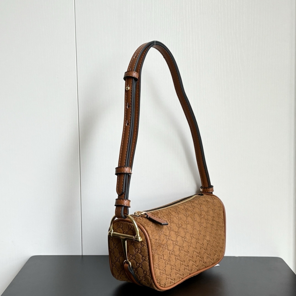 Gucci Half Horsebit Mini Bag Brown GG Suede 19Cm 860784 AAEE7 2118 - Image 3