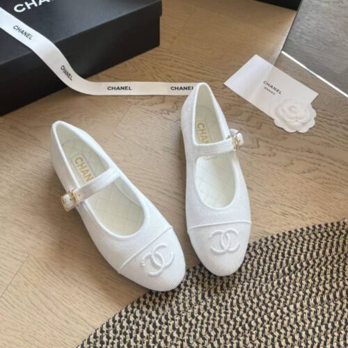 Alternative view of Chanel Mary Jane Ballet Flat Velvet White G45503 B16406 NX269