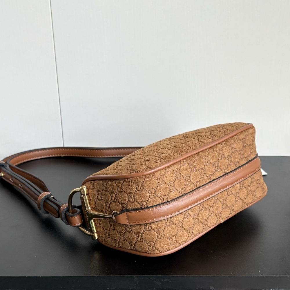 Gucci Half Horsebit Mini Bag Brown GG Suede 19Cm 860784 AAEE7 2118 - Image 6
