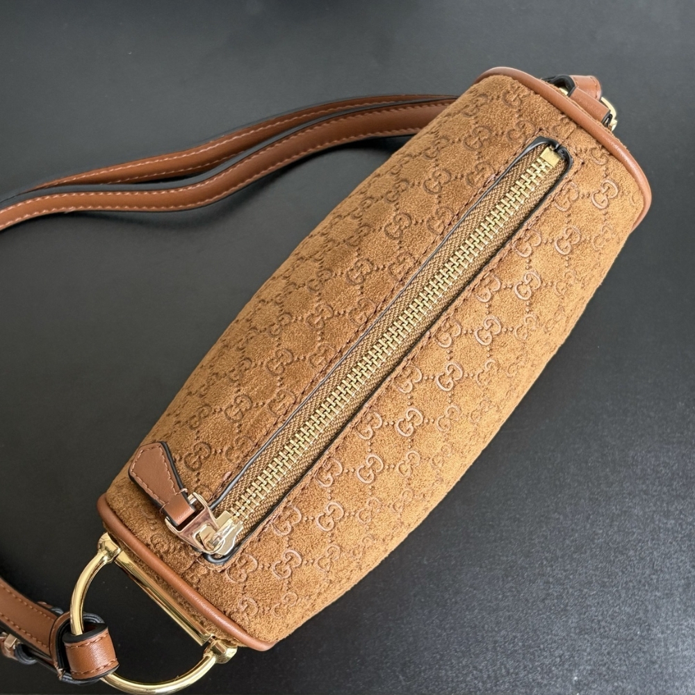 Gucci Half Horsebit Mini Bag Brown GG Suede 19Cm 860784 AAEE7 2118 - Image 7
