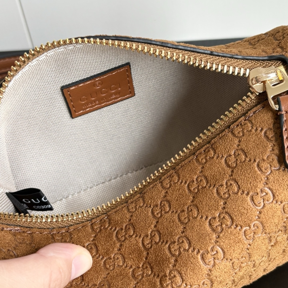 Gucci Half Horsebit Mini Bag Brown GG Suede 19Cm 860784 AAEE7 2118 - Image 8