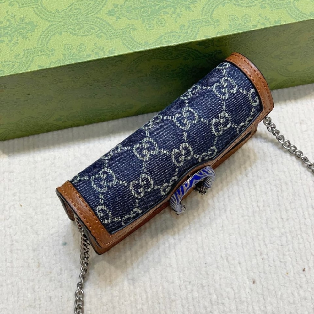 Gucci Dionysus Super Mini GG Jacquard Denim Shoulder Bag Dark Blue And Brown 16Cm 476432 2KQFN 4483 - Image 4