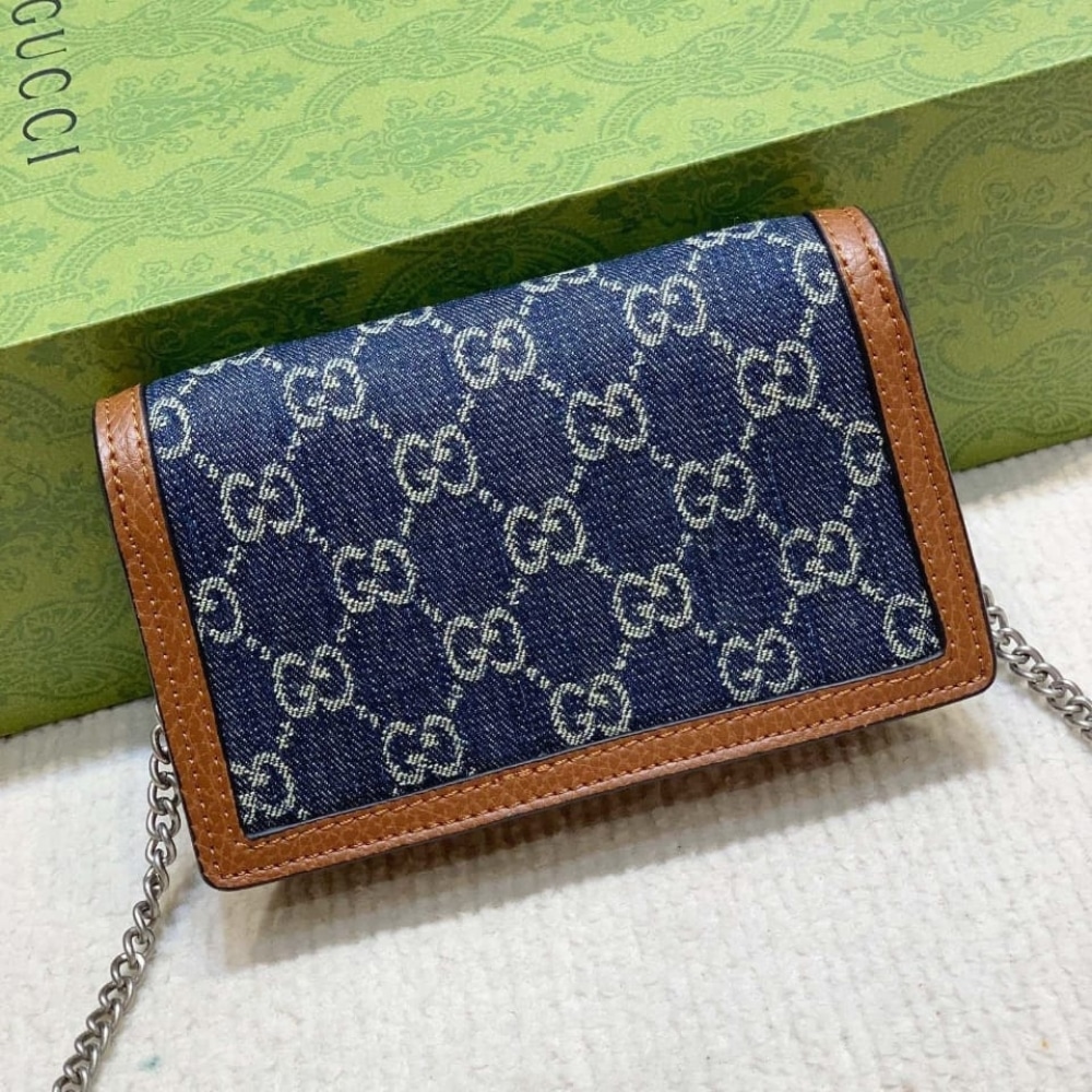 Gucci Dionysus Super Mini GG Jacquard Denim Shoulder Bag Dark Blue And Brown 16Cm 476432 2KQFN 4483 - Image 5