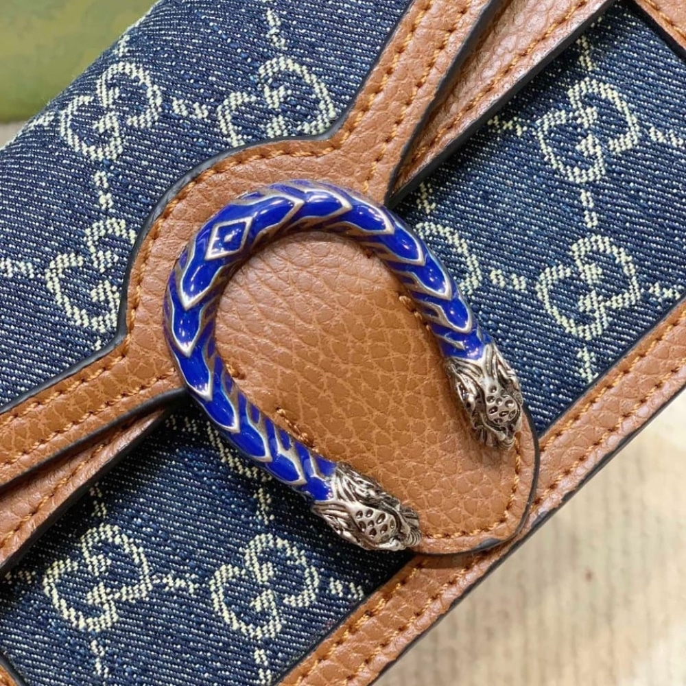 Gucci Dionysus Super Mini GG Jacquard Denim Shoulder Bag Dark Blue And Brown 16Cm 476432 2KQFN 4483 - Image 9