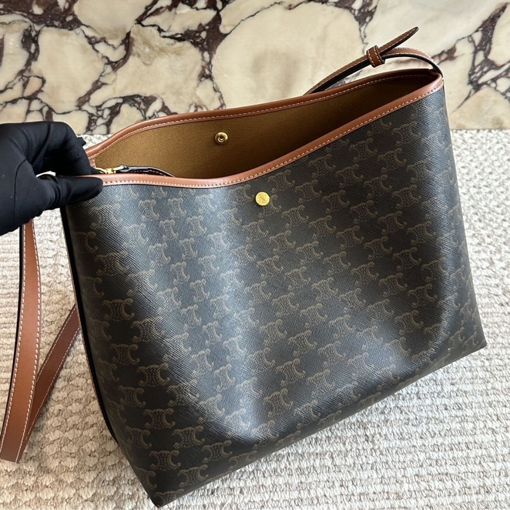 Celine Soft Shopper Bag In Triomphe Canvas 33Cm 123912GXC 04LU - Image 6