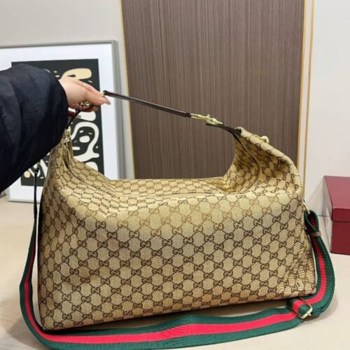 Alternative view of Gucci Brera Large GG Canvas Crossbody Bag Sand And Dark Brown 48Cm 864485 FAFV9 9653