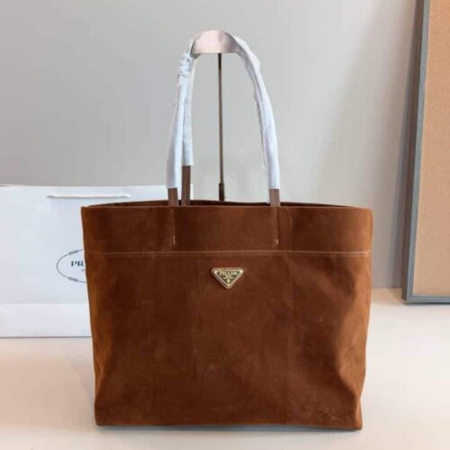 Alternative view of Prada Suede Tote Bag Cacao Brown 37Cm