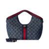 Gucci Giglio Small GG Denim Tote Bag Blue And White 25cm 860845 FAFRW 8864