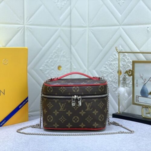 Alternative view of Louis Vuitton Nice Mini Monogram Canvas Toiletry Bag Brown Red 20Cm M46766