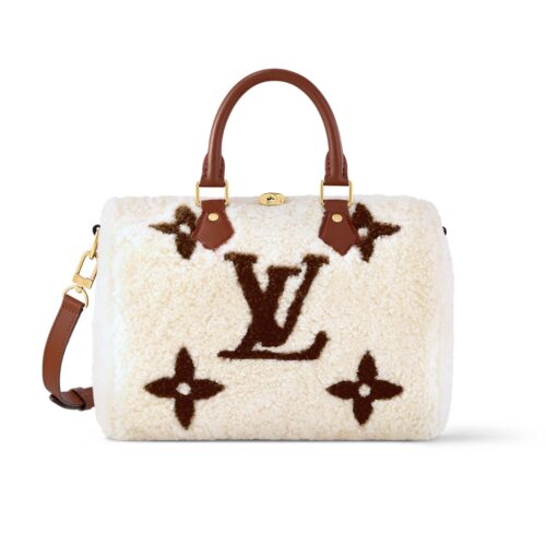 Louis Vuitton Speedy Bandoulière 25 Shearling Handle Bag Crème Brown 25Cm M23468