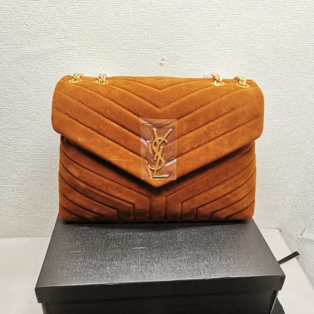 Saint Laurent Loulou Large In Suede Shoulder Bag Cinnamon Brown 31cm - Image 2