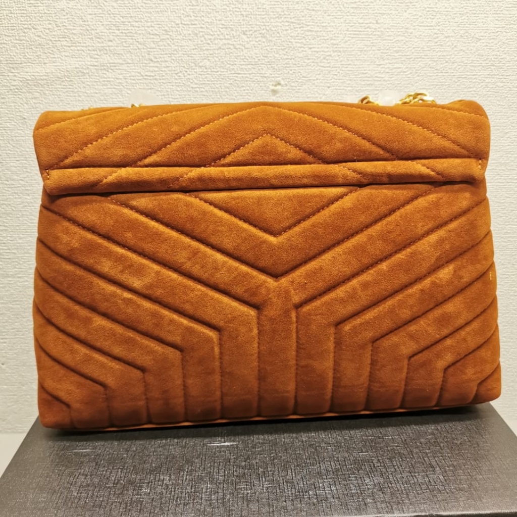 Saint Laurent Loulou Large In Suede Shoulder Bag Cinnamon Brown 31cm - Image 5