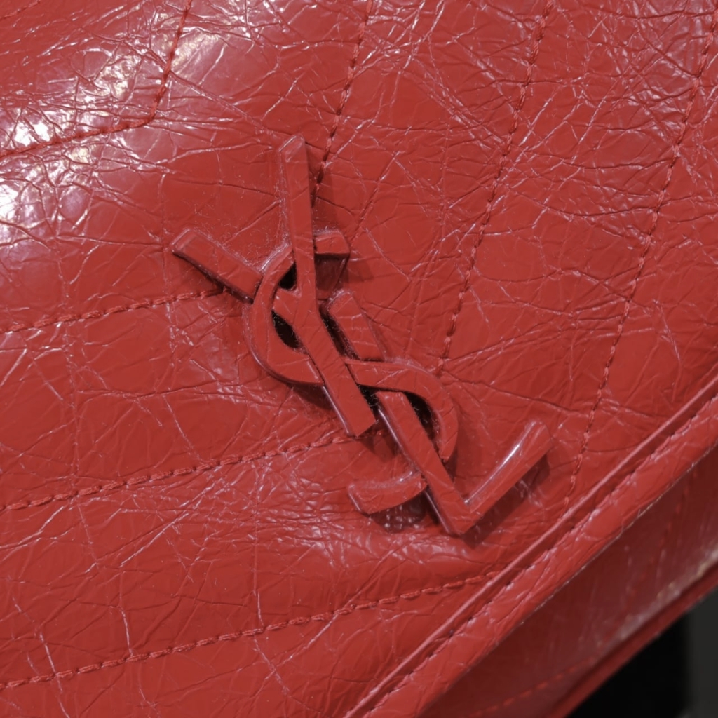 Saint Laurent Niki Baby In Vintage Leather Silver Hardware Shoulder Bag Dark Red 21cm 5330370EN046805 - Image 6