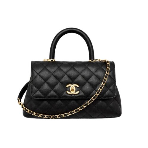 Chanel Trendy CC Small Grained Leather Top Handle Bag Black 23cm