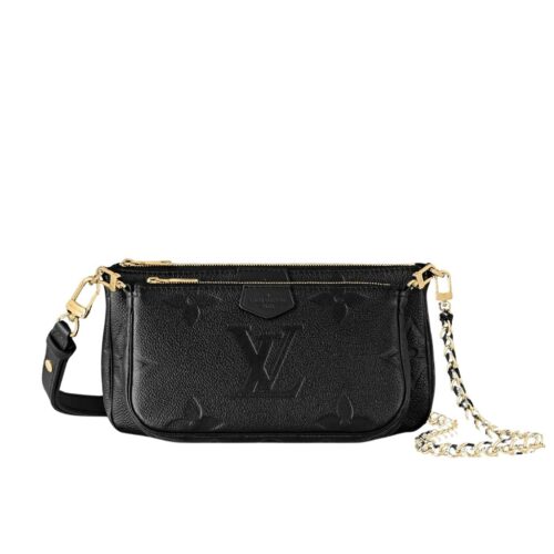 Louis Vuitton Multi Pochette Accessoires Monogram Empreinte Crossbody Bag Black 25Cm M80399