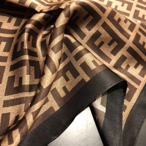 Alternative view of Fendi Ff Motif Silk Square Scarf Brown Black