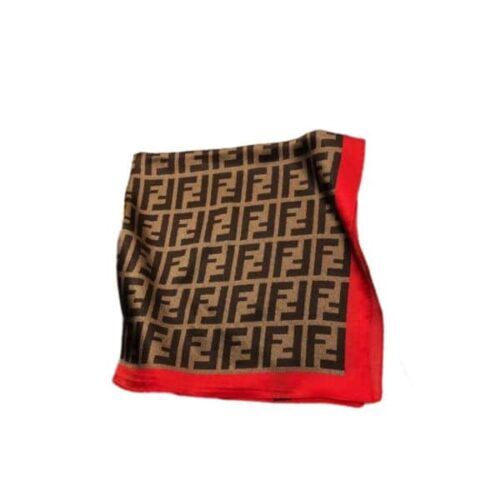 Fendi FF Motif Silk Square Scarf Brown And Red