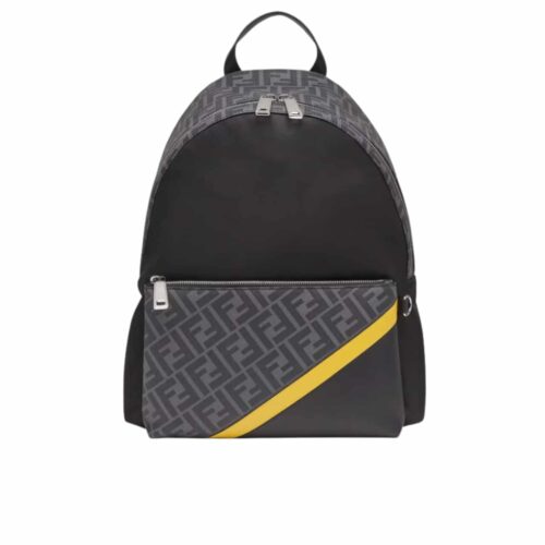 Fendi Diagonal Nylon and FF Jacquard Fabric Backpack Black 35Cm 7VZ042A9XTF17BJ