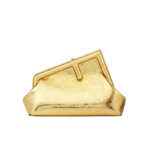 Fendi First Small Laminate Leather Clutch Gold 24cm 8BP129AISPF0RXU
