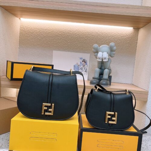 Alternative view of Fendi C’Mon Medium Black Smooth And Full Grain Leather Crossbody Bag 25Cm 8Bt366Aq0Kf04Tx