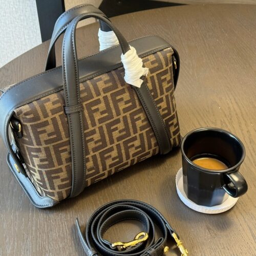 Alternative view of Fendi Boston 365 Brown Ff Jacquard Fabric Bag 27Cm 8Bl152Alp3F1N1S
