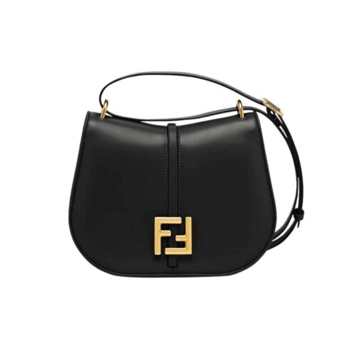 Fendi C’Mon Medium Black Smooth And Full Grain Leather Crossbody Bag 25Cm 8Bt366Aq0Kf04Tx