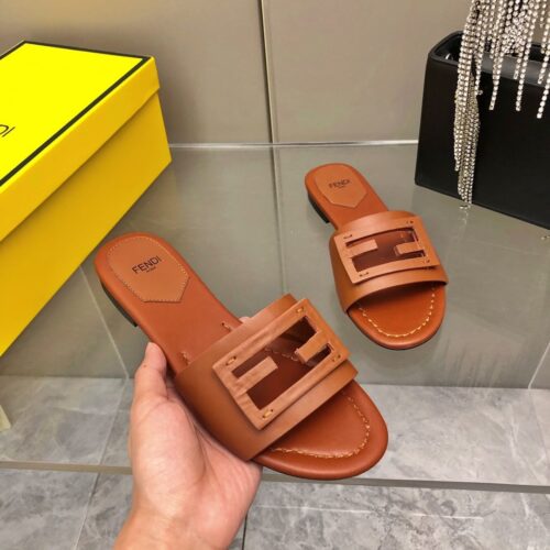 Alternative view of Fendi Baguette Brown Leather Slides 8R8136Ae7Tf1C4R