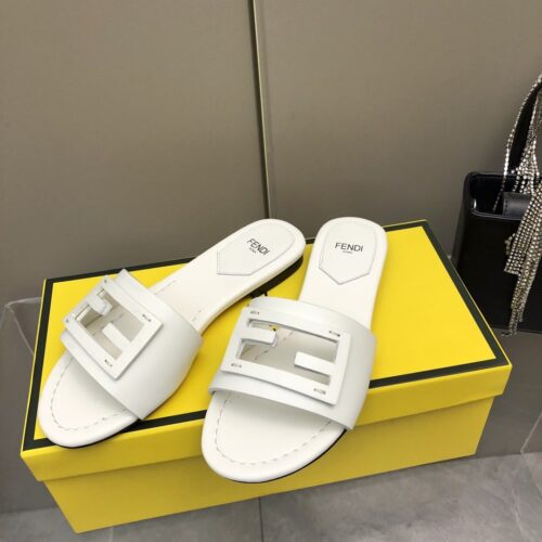 Alternative view of Fendi Baguette White Leather Slides