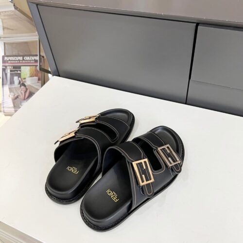 Alternative view of Fendi Feel Leather Slides Black