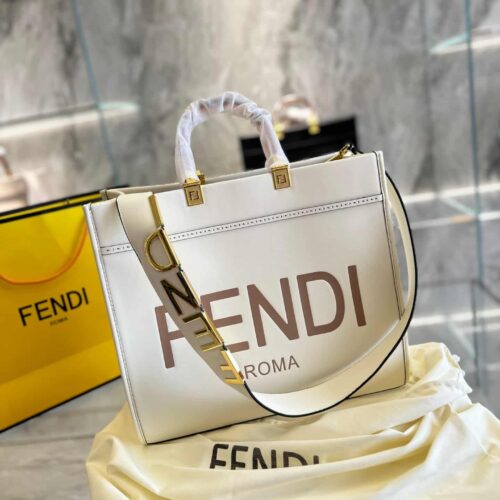 Alternative view of Fendi Sunshine Medium White Leather Shopper 41Cm