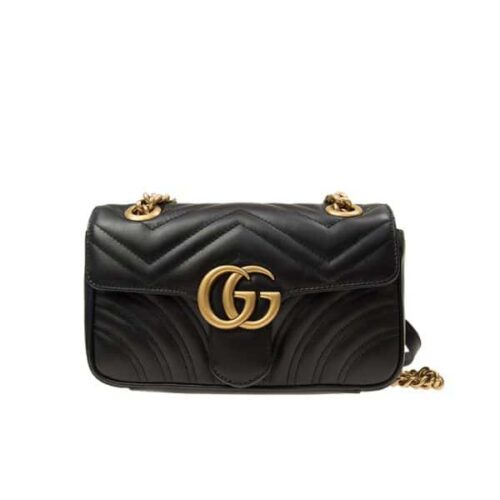 Gucci GG Marmont Mini Matelasse Leather Shoulder Bag Black 22Cm 446744 DTDIT 1000