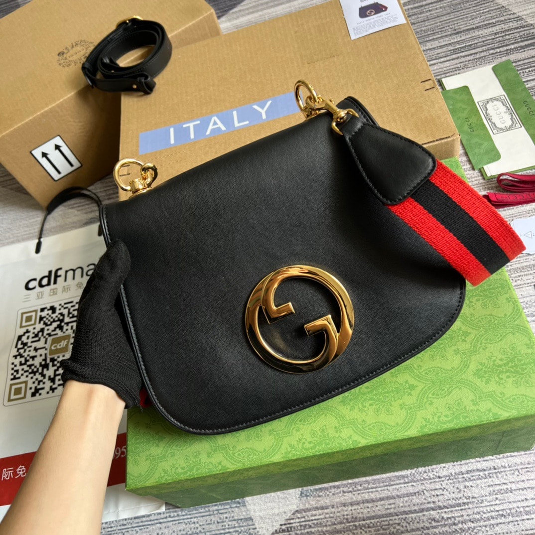 Gucci Blondie Medium Leather Shoulder Bag Black 29Cm 699210 UXXAG 1064 - Image 3