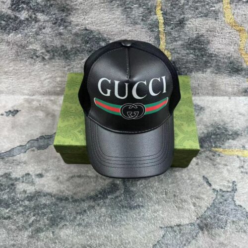 Alternative view of Gucci GG Print Leather Baseball Cap Black