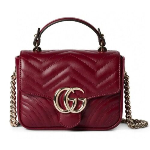 Alternative view of Gucci GG Marmont Mini Matelasse Leather Top Handle Bag Red 17Cm ‎811238 AAECK 6207