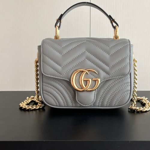Alternative view of Gucci GG Marmont Mini Matelasse Leather Shoulder Bag Grey 17cm
