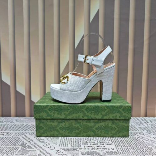 Alternative view of Gucci Horsebit Platform Sandal Gg Embellished ‎White