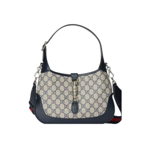 Gucci Jackie 1961 Small GG Supreme Canvas Shoulder Bag Beige And Blue 28Cm 678843 96IWN 4076