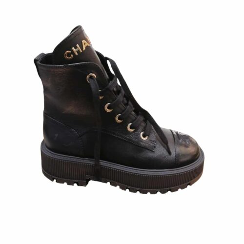 Chanel Lace Up Boots Smooth Leather Black G45124 B14018 94305
