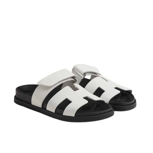 Hermes Chypre Sandals Smooth Leather White H222100Z 90345